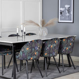 Estelle Jídelní stůl 200*90*H76 - Bílá / Černá + Sametová jídelní židle - Black Flower fabric_6