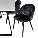Estelle Jídelní stůl 200*90*H76 - Bílá / Černá + Sametová jídelní židle - Black Flower fabric_6