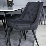 Estelle Jídelní stůl 200*90*H76 - Bílá / Černá + Sametová luxusní jídelní židle - Černé nohy - Černá Fabric_6