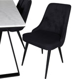 Estelle Jídelní stůl 200*90*H76 - Bílá / Černá + Sametová luxusní jídelní židle - Černé nohy - Černá Fabric_6