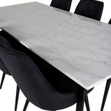 Estelle Jídelní stůl 200*90*H76 - Bílá / Černá + Sametová luxusní jídelní židle - Černé nohy - Černá Fabric_6