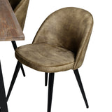 Jídelní stůl Malang - 250*100*H76 - Tmavý týk / Black+Velvet Jídelní křeslo - Černé nohy - Dusty Green Velvet_6