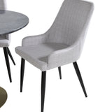 Kulatý jídelní stůl Estelle ø106 H75 - Černá / Mosaz+Plaza Jídelní židle - Černé nohy - Světle šedá Fabric_4