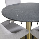 Kulatý jídelní stůl Estelle ø106 H75 - Černá / Mosaz+Plaza Jídelní židle - Černé nohy - Světle šedá Fabric_4
