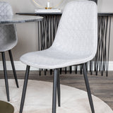 Kulatý jídelní stůl Estelle ø106 H75 - Černá / Mosaz+Polar Diamond Jídelní židle - Černé nohy - Šedá látka_4