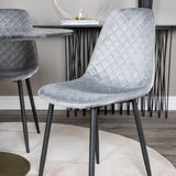 Kulatý jídelní stůl Estelle ø106 H75 - Černá / Mosaz+Polar Diamond Jídelní židle - Černé nohy - Šedá Velvet_4