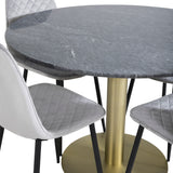 Kulatý jídelní stůl Estelle ø106 H75 - Černá / Mosaz+Polar Diamond Jídelní židle - Černé nohy - Šedá Velvet_4