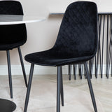 Kulatý jídelní stůl Estelle ø106 H75 - Bílá / Černá + Polar Diamond Jídelní židle - Černé nohy - Black Velvet_4