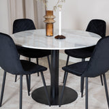 Kulatý jídelní stůl Estelle ø106 H75 - Bílá / Černá + Polar Diamond Jídelní židle - Černé nohy - Black Velvet_4