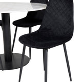 Kulatý jídelní stůl Estelle ø106 H75 - Bílá / Černá + Polar Diamond Jídelní židle - Černé nohy - Black Velvet_4