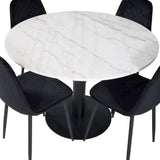 Kulatý jídelní stůl Estelle ø106 H75 - Bílá / Černá + Polar Diamond Jídelní židle - Černé nohy - Black Velvet_4