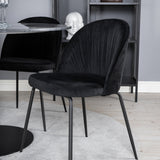 Kulatý jídelní stůl Estelle ø106 H75 - Černá / Černá+Wrinkles Jídelní židle - Černé nohy - Black Velvet_4