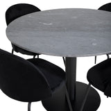 Kulatý jídelní stůl Estelle ø106 H75 - Černá / Černá+Wrinkles Jídelní židle - Černé nohy - Black Velvet_4