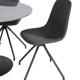 Kulatý jídelní stůl Estelle ø106 H75 - Černá / Černá+Polar Jídelní židle s funkcí Spin - černá Nohy - Černá PU - Black Stitches_4