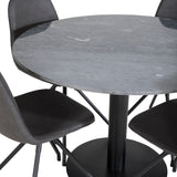 Kulatý jídelní stůl Estelle ø106 H75 - Černá / Černá+Polar Jídelní židle s funkcí Spin - černá Nohy - Černá PU - Black Stitches_4