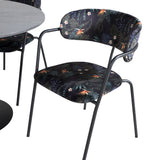 Kulatý jídelní stůl Estelle ø106 H75 - Černá / Křeslo Black+Arrow - Černé nohy - Černá Květina s potiskem Fabric_4