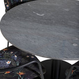Kulatý jídelní stůl Estelle ø106 H75 - Černá / Křeslo Black+Arrow - Černé nohy - Černá Květina s potiskem Fabric_4