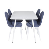Jídelní stůl Polar 120 cm - Bílá Bílá+Jídelní židle Polar - Bílé Nohy - Modrá