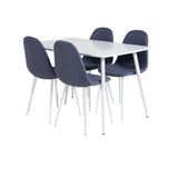 Jídelní stůl Polar 120 cm - Bílá Bílá+Jídelní židle Polar - Bílé Nohy - Modrá