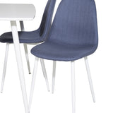 Jídelní stůl Polar 120 cm - Bílá Bílá+Jídelní židle Polar - Bílé Nohy - Modrá