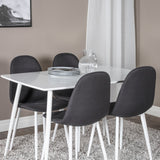 Jídelní stůl Polar 120 cm - Bílá Bílá+Jídelní židle Polar - Bílé Nohy - Černá