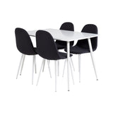 Jídelní stůl Polar 120 cm - Bílá Bílá+Jídelní židle Polar - Bílé Nohy - Černá