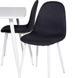 Jídelní stůl Polar 120 cm - Bílá Bílá+Jídelní židle Polar - Bílé Nohy - Černá