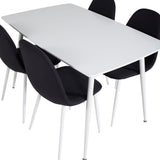 Jídelní stůl Polar 120 cm - Bílá Bílá+Jídelní židle Polar - Bílé Nohy - Černá