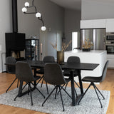 Inca Extentiontable - Černá deska / černé nohy + jídelní židle Polar s funkcí Spin