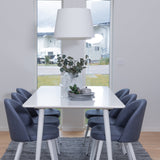 Jídelní stůl Polar 180 cm - bílá deska / bílé nohy + sametová jídelní židle - bílá