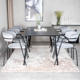Jídelní stůl Dipp - 180*90cm - Černá dýha / celé černé nohy - Křeslo Arrow - Černé nohy - Grey Velvet 6