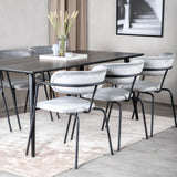 Jídelní stůl Dipp - 180*90cm - Černá dýha / celé černé nohy - Křeslo Arrow - Černé nohy - Grey Velvet 6
