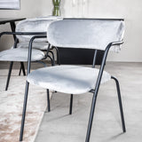 Jídelní stůl Dipp - 180*90cm - Černá dýha / celé černé nohy - Křeslo Arrow - Černé nohy - Grey Velvet 6