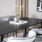 Jídelní stůl Dipp - 180*90cm - Černá dýha / celé černé nohy - Křeslo Arrow - Černé nohy - Grey Velvet 6