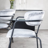 Jídelní stůl Dipp - 180*90cm - Černá dýha / celé černé nohy - Křeslo Arrow - Černé nohy - Grey Velvet 6