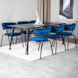 Jídelní stůl Dipp - 180*90cm - Černá dýha / celé černé nohy - Křeslo Arrow - Černé nohy - Blue Velvet 6