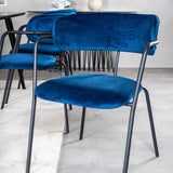 Jídelní stůl Dipp - 180*90cm - Černá dýha / celé černé nohy - Křeslo Arrow - Černé nohy - Blue Velvet 6