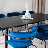 Jídelní stůl Dipp - 180*90cm - Černá dýha / celé černé nohy - Křeslo Arrow - Černé nohy - Blue Velvet 6