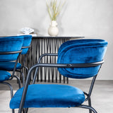 Jídelní stůl Dipp - 180*90cm - Černá dýha / celé černé nohy - Křeslo Arrow - Černé nohy - Blue Velvet 6