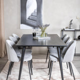 Dipp Jídelní stůl - 180*90cm - Černá dýha / celé černé nohy + Wrinkles Jídelna