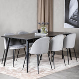 Dipp Jídelní stůl - 180*90cm - Černá dýha / celé černé nohy + Wrinkles Jídelna