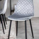 Jídelní stůl Dipp - 180*90cm - Černá dýha / celé černé nohy - Jídelní židle Polar Diamond - Černé nohy - Grey Velvet 6