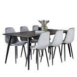 Jídelní stůl Dipp - 180*90cm - Černá dýha / celé černé nohy - Jídelní židle Polar Diamond - Černé nohy - Grey Velvet 6