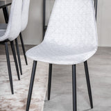 Jídelní stůl Dipp - 180*90cm - Černá dýha / celé černé nohy - Jídelní židle Polar Diamond - Černé nohy - Šedá látka 6