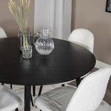 Dipp jídelní stůl - 115 cm - Černá dýha / celé černé nohy + Polar Fluff Dining C