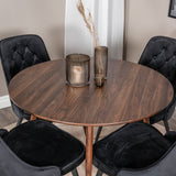Plaza Kulatý stůl 100 cm - Ořechová deska - Ořechové nohy+Jídelní židle Velvet Deluxe