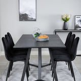 Jídelní stůl Marina - černá deska / černé nohy + jídelní židle Polar - černé nohy /