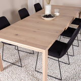 Posuvný rozšiřovací stůl - White Wash - 170+40+40cm +Muce Jídelní židle - Černé nohy - Black Fabric_6