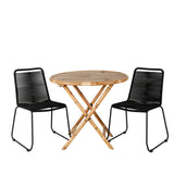 Cane Café stůl ø80cm - Stohovací židle Bamboo+Lindos - Black Alu / Black Rope_2