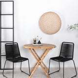 Cane Café stůl ø80cm - Stohovací židle Bamboo+Lindos - Black Alu / Black Rope_2